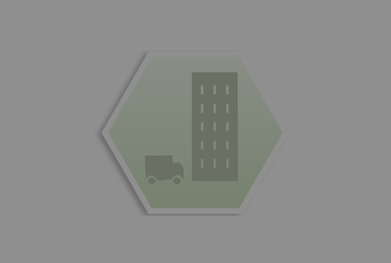 Illustration av en liten lastbil som står brevid ett höghus