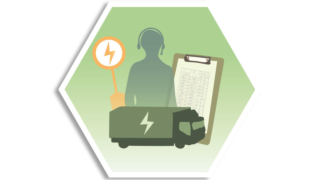 Illustration av projektet med en ellastbil, en laddare och en logistikaktör.